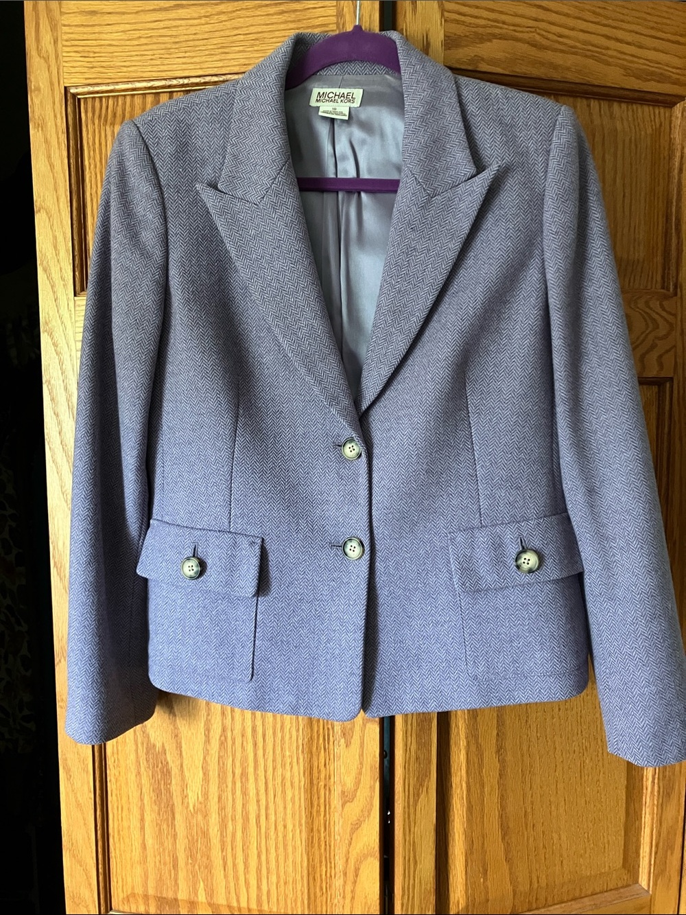 Michael Kors Lavender Herringbone Tailored Blazer